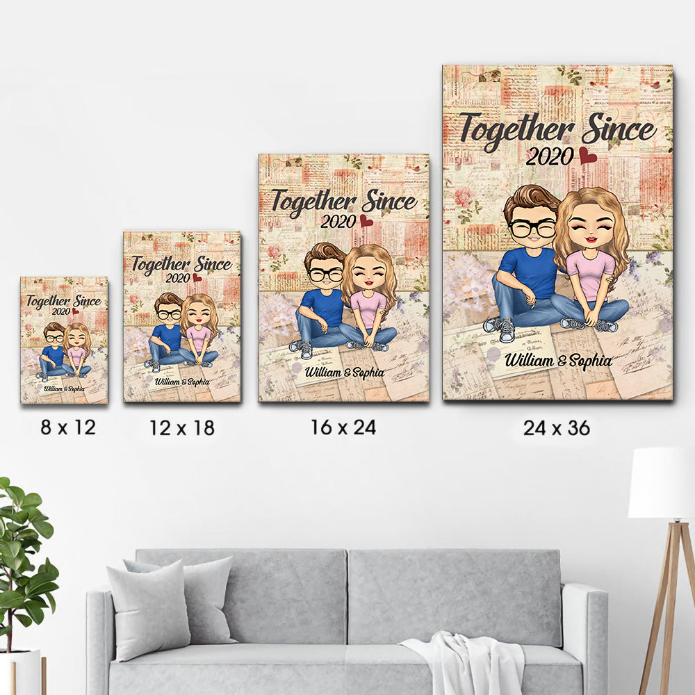 Together Since Husband Wife - Personalized Canvas Print - Gift For Her/Him, Husband/Wife, Couples on Anniversary, Valentine's Day