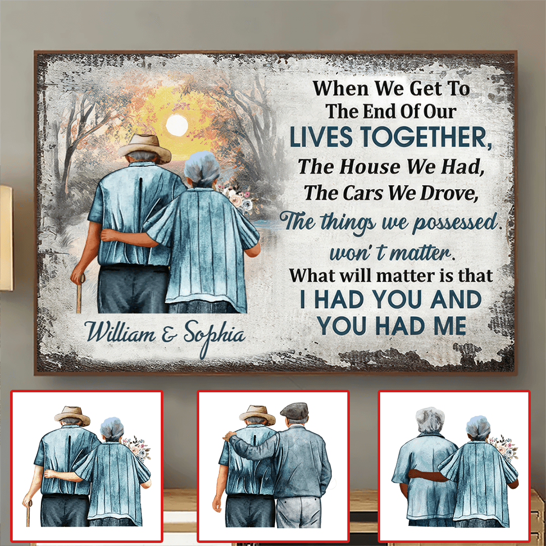 Together To The End - Custom Wall Art - Personalized Gift For Grandparent, Couple, Valentine, Anniversary, Husband, Wife, Her/Him