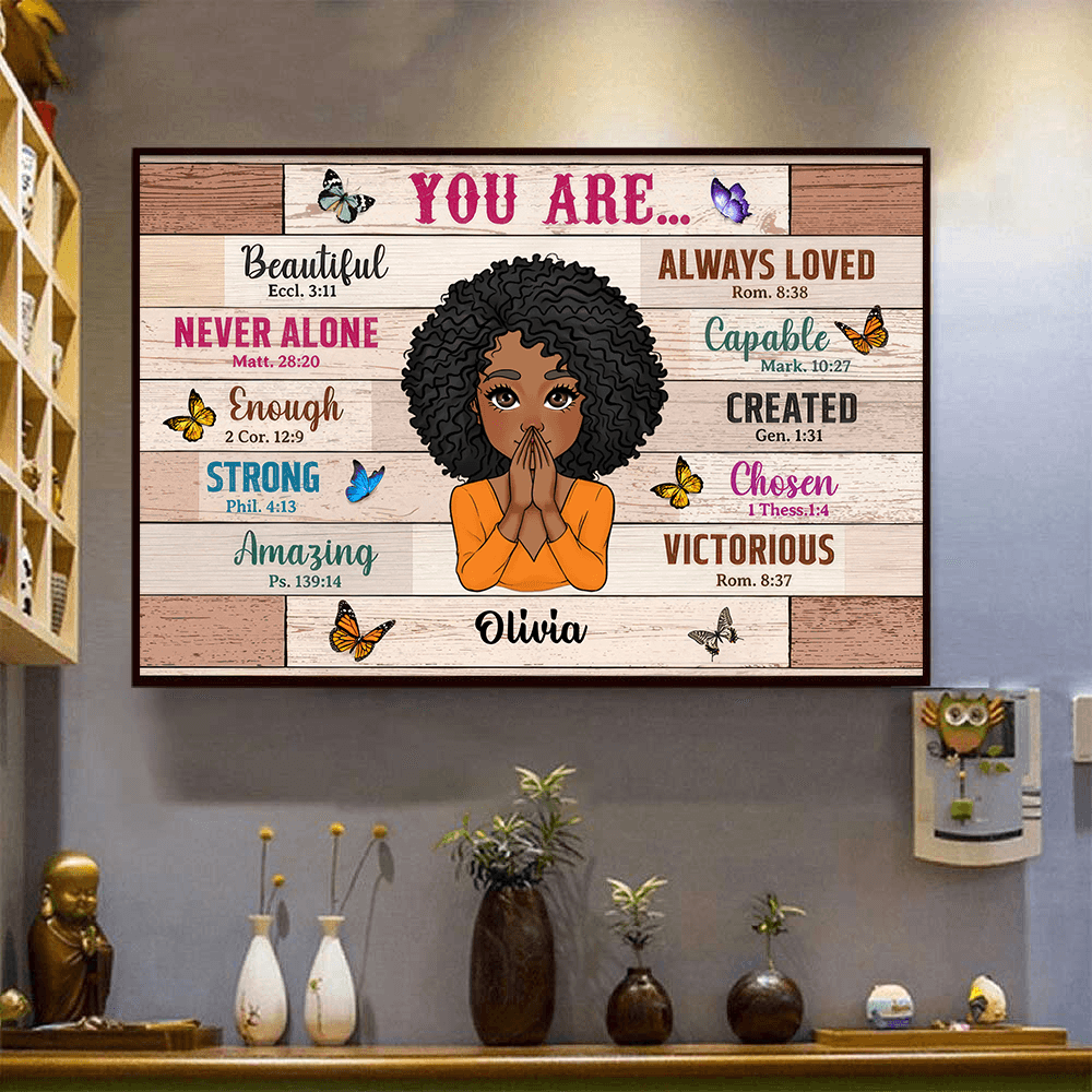 Custom Inspirational Wall Art - Bible Verses - Personalized Canvas - Gift for Women, Mom, Wife, Daughter, Girlfriend, Black History, Christian