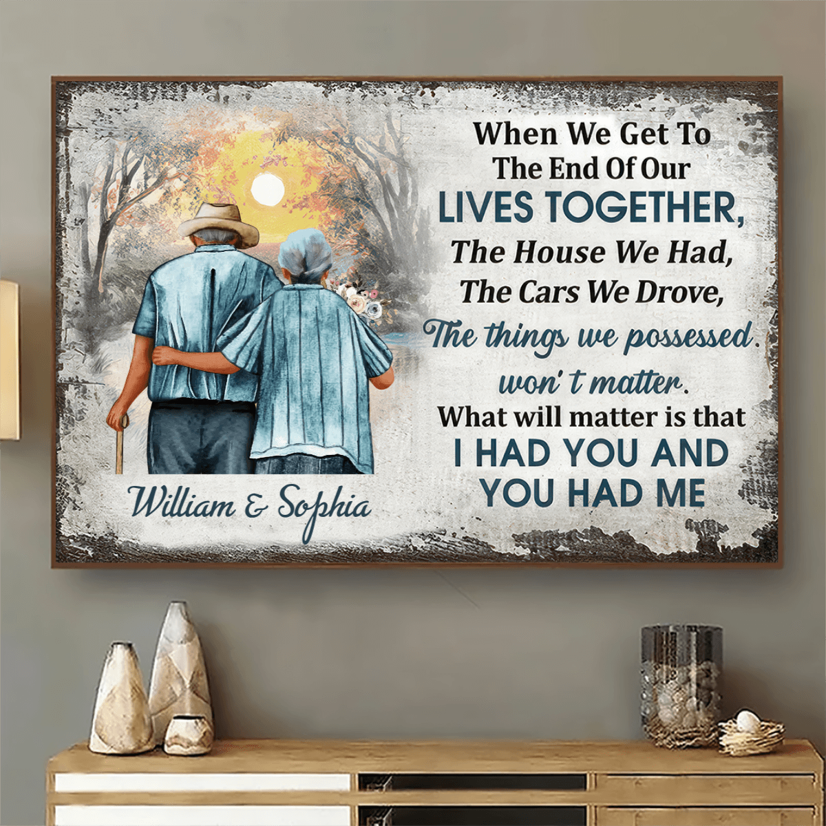 Together To The End - Custom Wall Art - Personalized Gift For Grandparent, Couple, Valentine, Anniversary, Husband, Wife, Her/Him