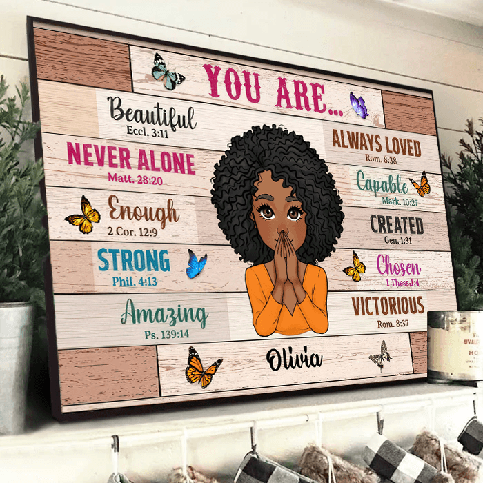 Custom Inspirational Wall Art - Bible Verses - Personalized Canvas - Gift for Women, Mom, Wife, Daughter, Girlfriend, Black History, Christian
