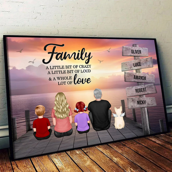 Retro Vintage Family A Little Whole Lot of Love Sign Posts - Personalized Canvas - Gift For Family Members, Mom and Dad