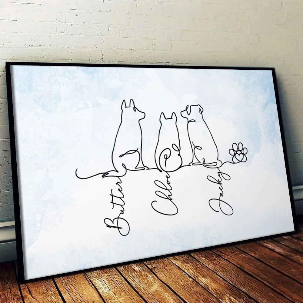 Adorable Dog Line Art - Personalized Canvas Prints - Gift For Dog Lovers, Dog Mom, Dog Dad