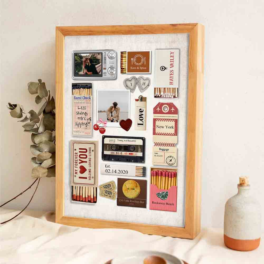 Custom Photo Romantic Couple Matchbox Art - Personalized Canvas Prints - Gift For Her/Him, Wife/Husband, Girlfriend/Boyfriend on Anniversary, Valentine's Day