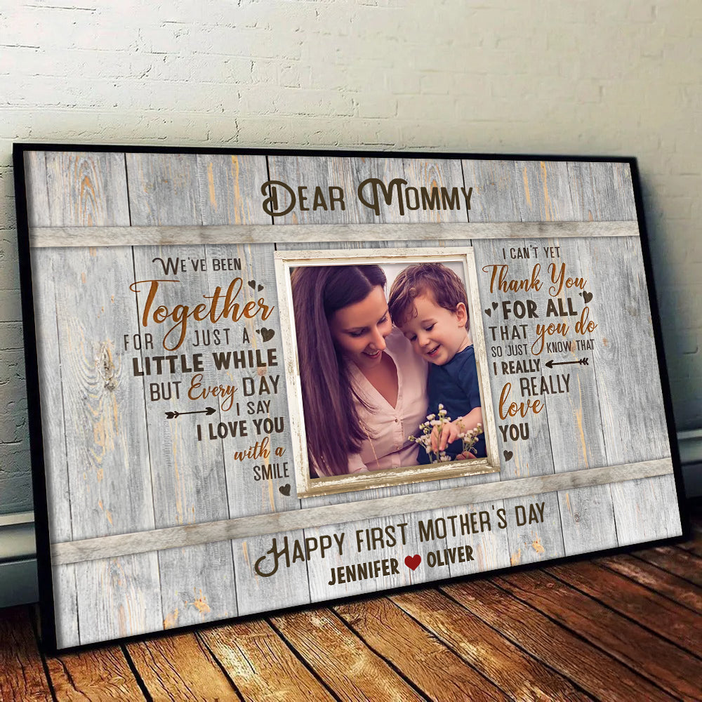 Happy First Time Mother’s Day - Personalized Canvas - Gift For Mom, Wife, Mother's Day