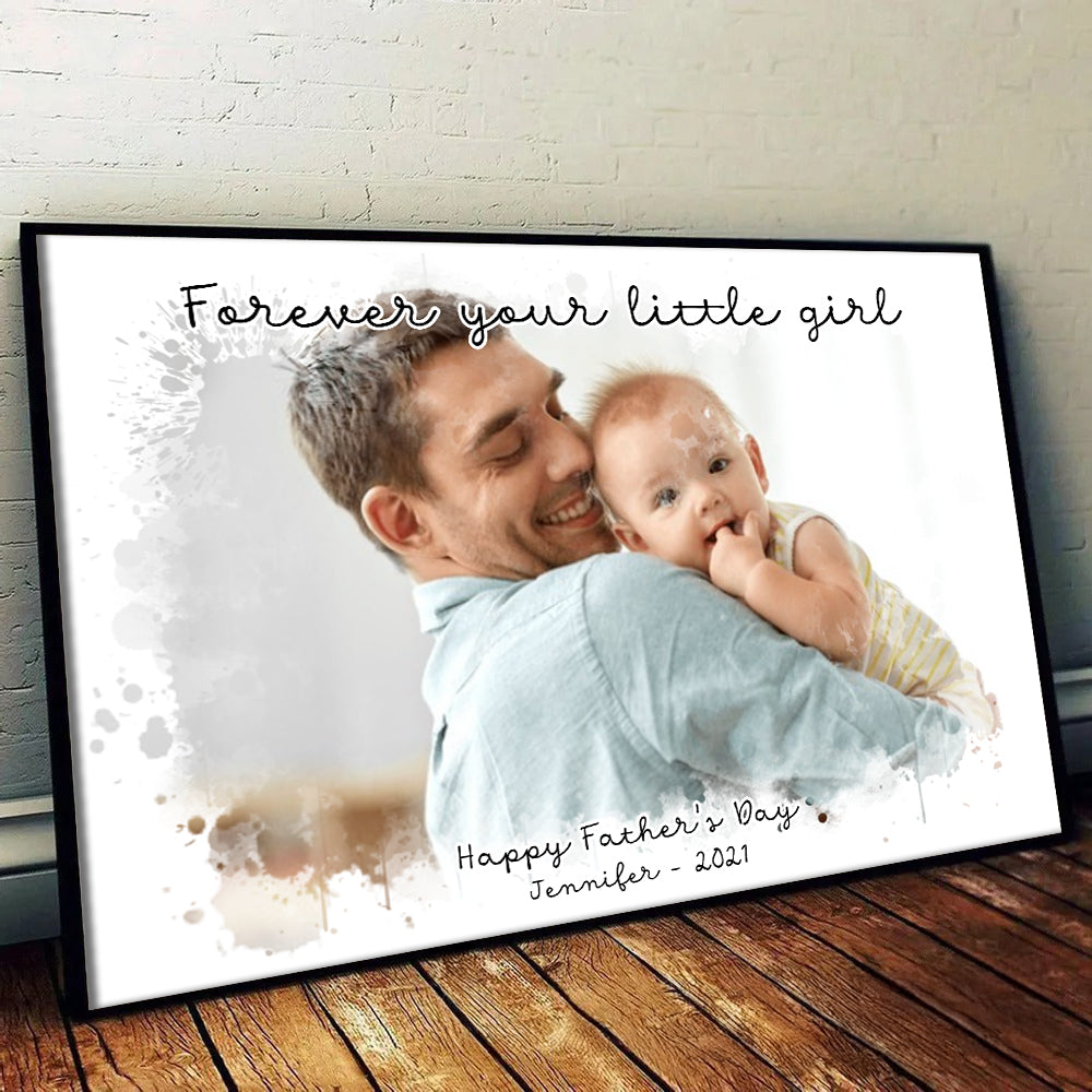 Custom Photo Dad and Kid Portrait - Personalized Canvas - Father's Day Gift For Dad, Daddy