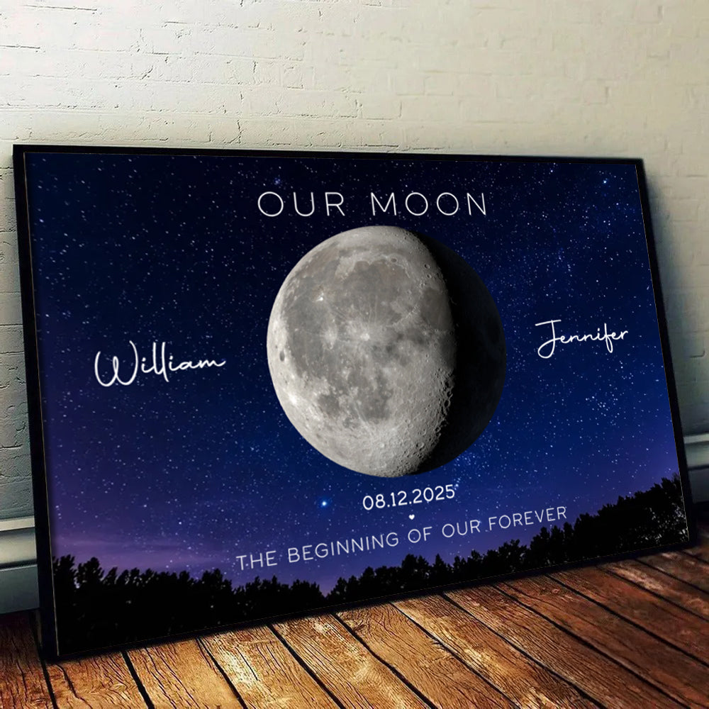 Our Moon Couple Gift Moon Phase - Personalized Canvas - Gift For Her/Him, Husband/Wife, Couples on Anniversary, Valentine's Day