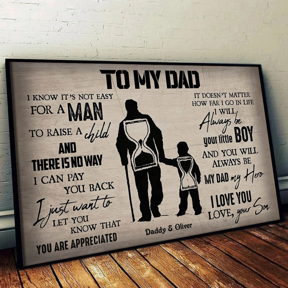 To My Dad From Son - Personalized Canvas - Father's Day Gift, Birthday Gift For Dad, Daddy