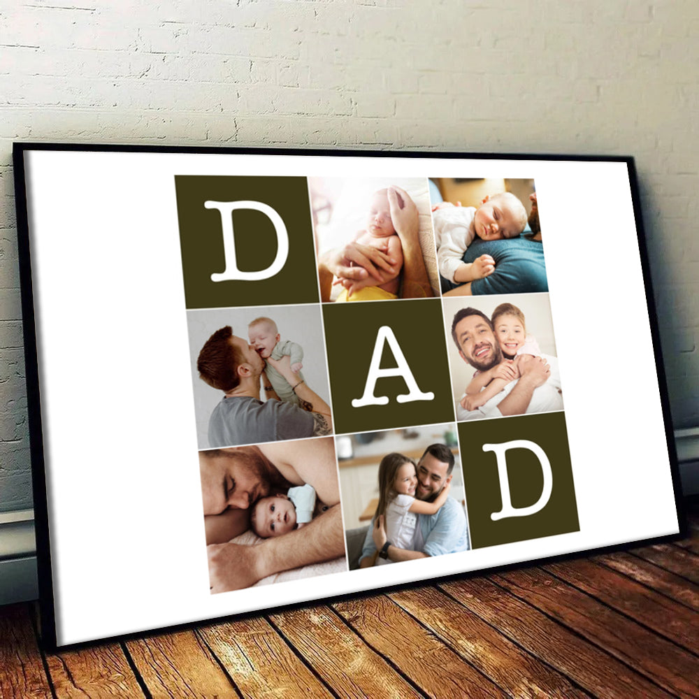 Custom Photo Father's Day Collage - Personalized Canvas - Father's Day Gift, Birthday Gift For Dad, Daddy