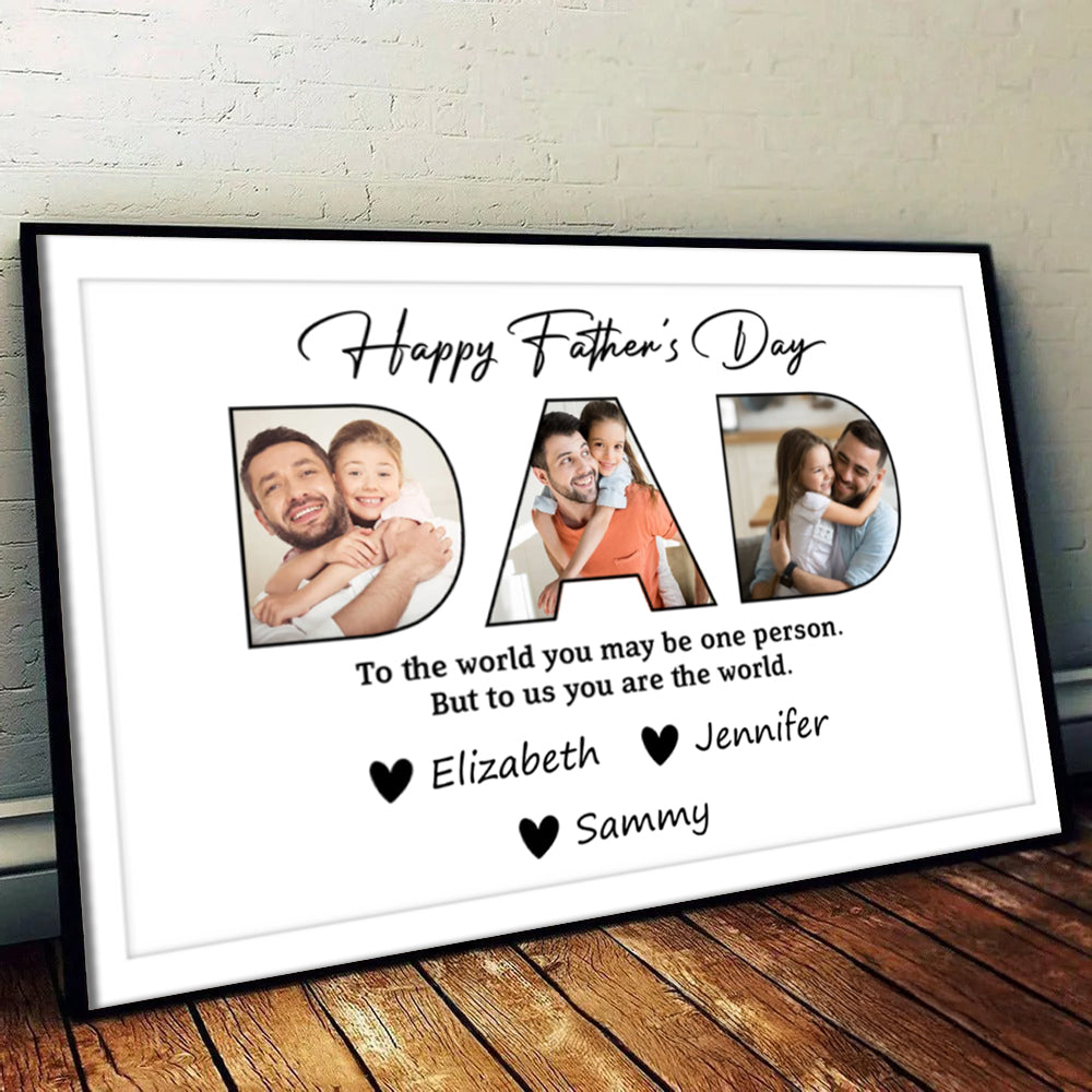 Custom Photo Happy Father's Day To Dad - Personalized Canvas - Gift For Dad, Grandpa, Father's Day