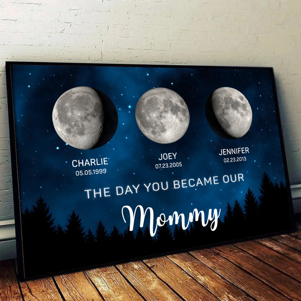 The Moon Glowed Brighter The Day You Became Mom - Personalized Canvas Prints - Mother's Day, Gift For Mom, Grandma