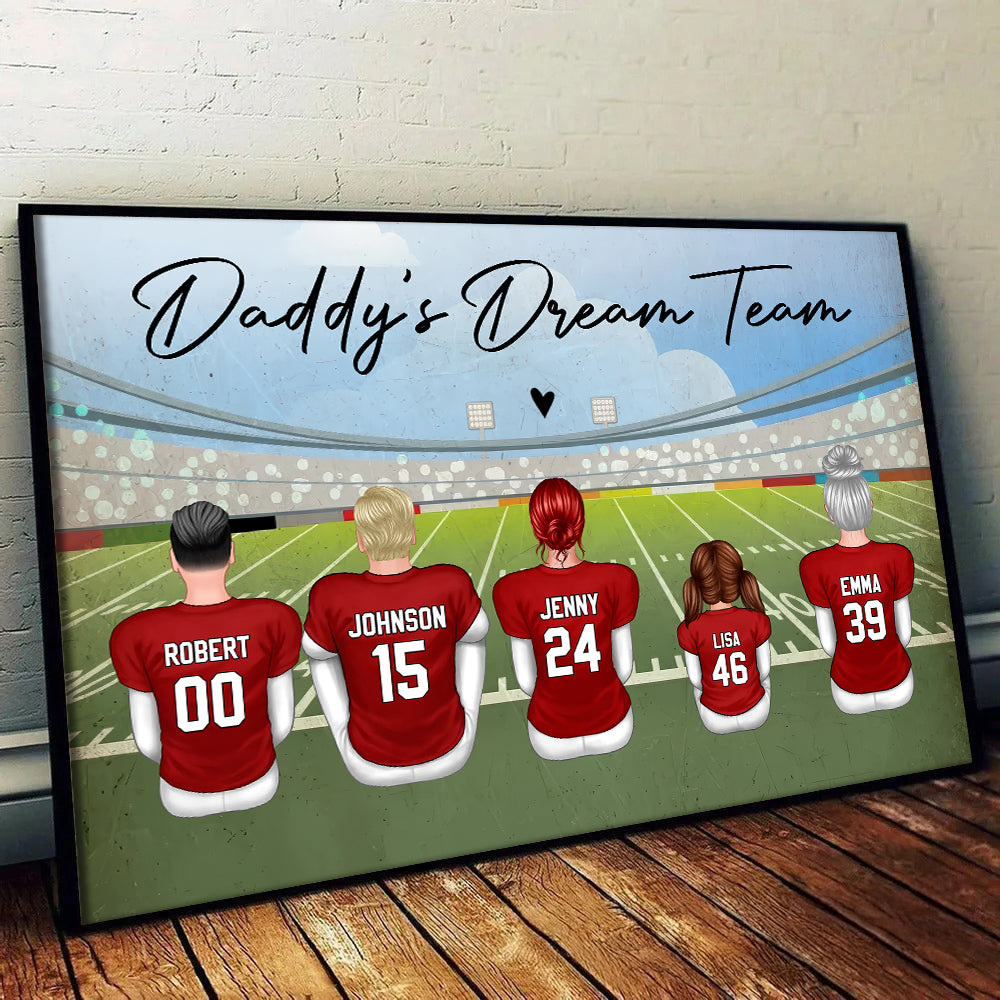 Football Dad Grandpa Dream Team - Personalized Canvas - Gift For Dad, Grandpa, Father&#39;s Day