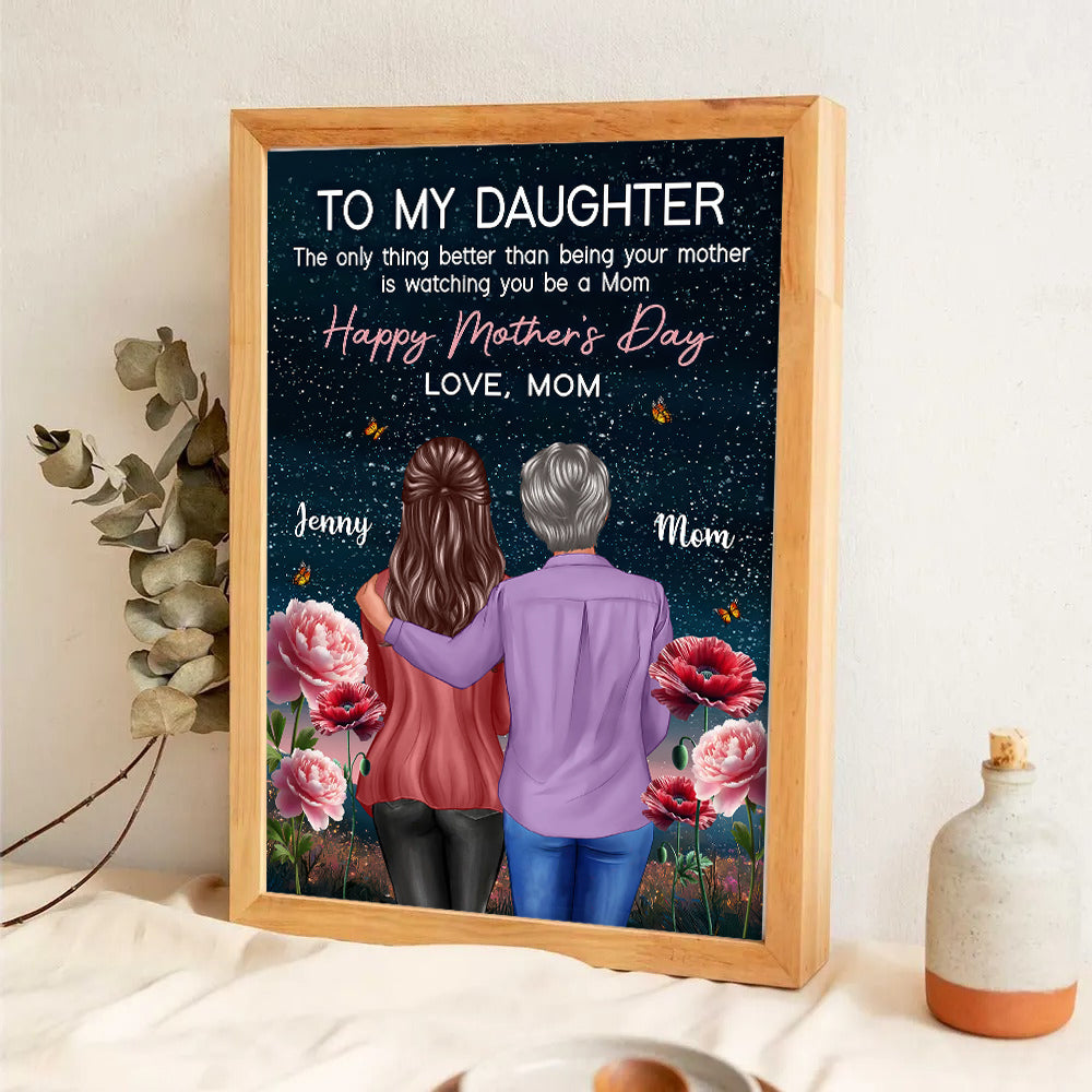 Birth Flower At Night To My Daughter From Mom - Personalized Canvas - Mother's Day Gift For Daughter