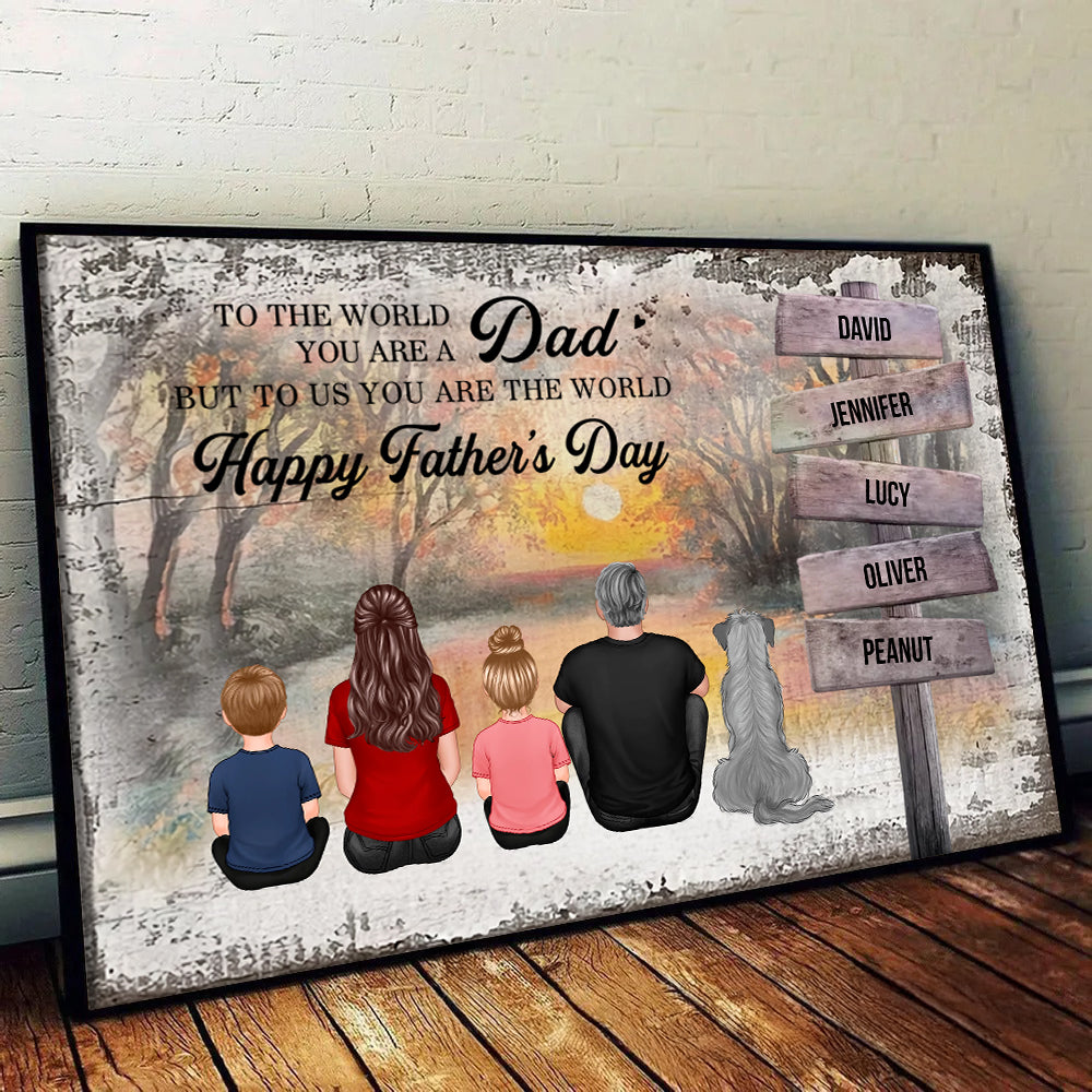 Custom Back View Family - Personalized Canvas - Gift For Family Members, Mom and Dad