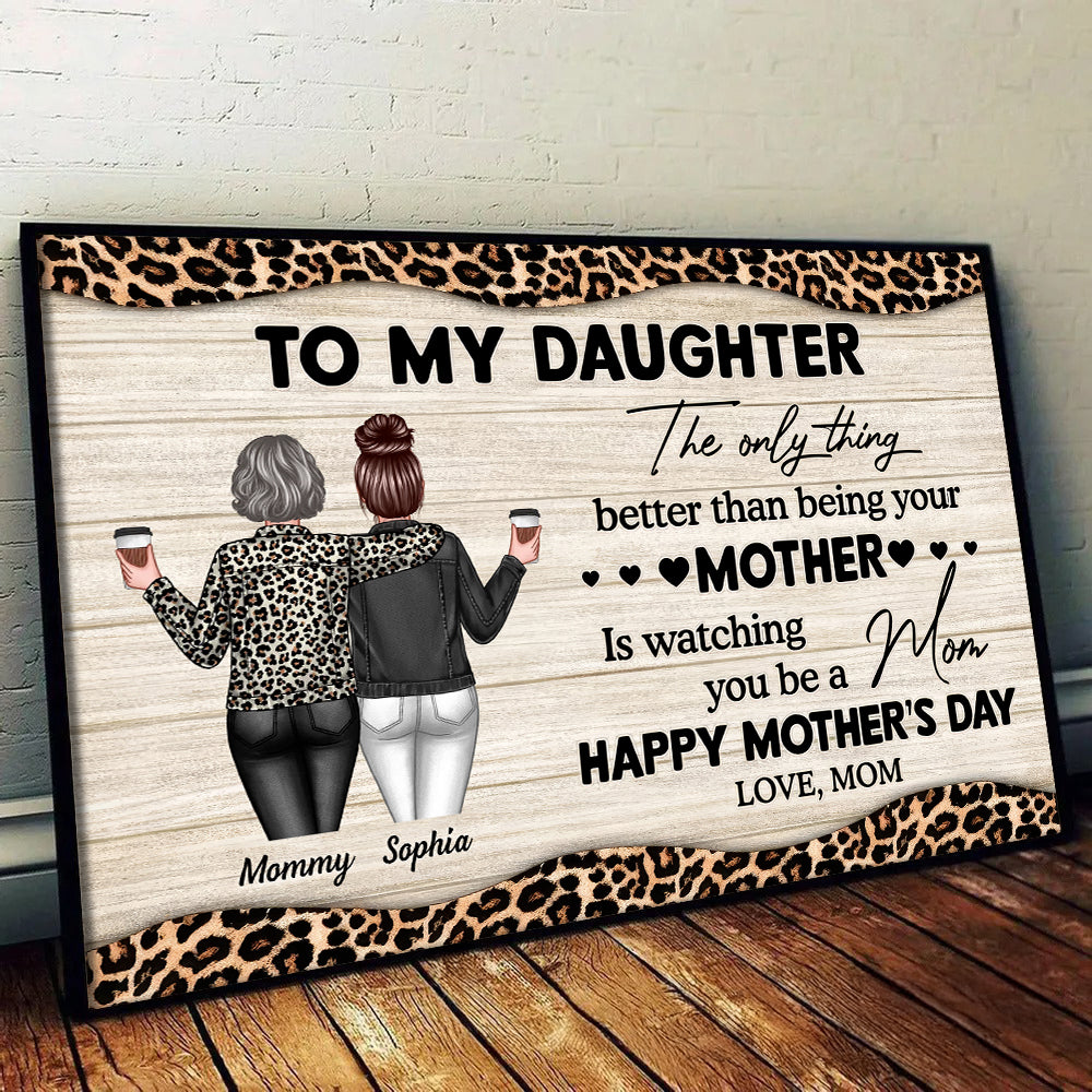 Leopard Pattern To My Daughter From Mom - Personalized Canvas - Mother's Day Gift For Daughter