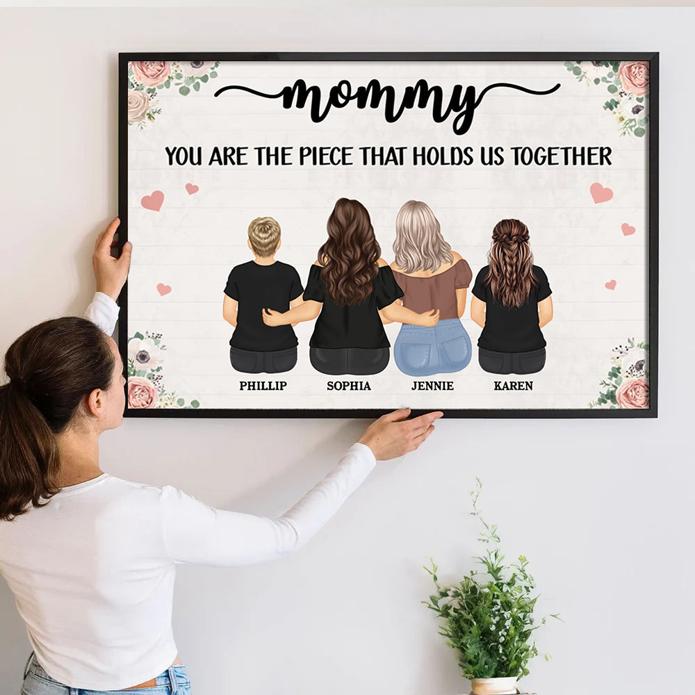 The Piece That Holds Us Together - Personalized Canvas - Gift For Mom, Mother's Day