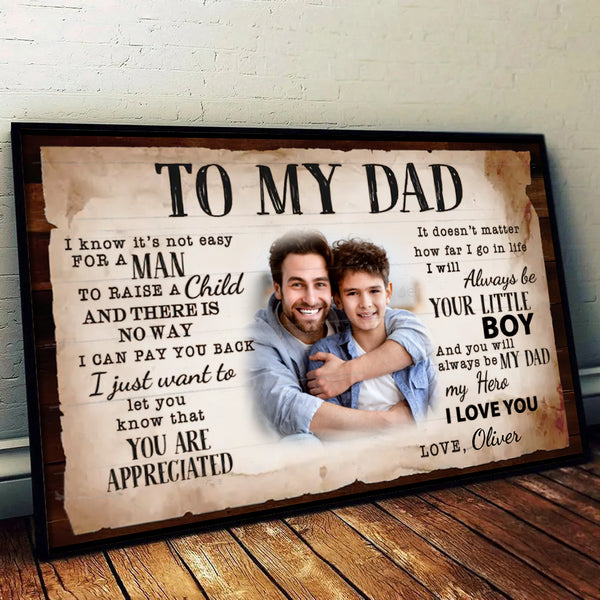 Custom Photo To My Dad - Personalized Canvas - Gift For Dad, Daddy, Father's Day