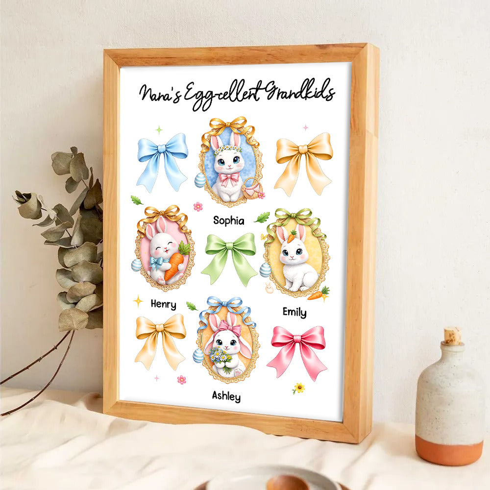 Grandma's Egg-cellent Grandkids - Personalized Canvas Prints - Easter Gift For Mom, Grandma