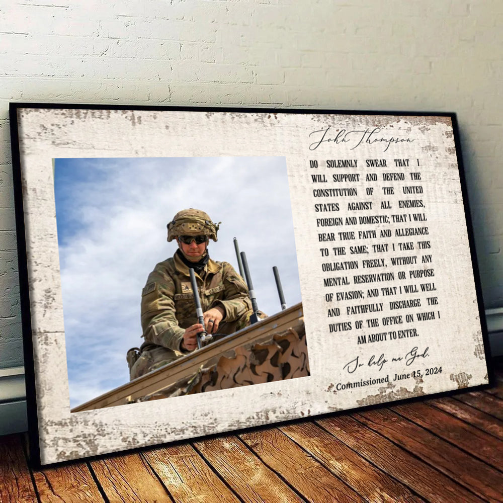 Oath of Enlistment Oath of Commissioned Officer - Personalized Canvas - Army Gift Military Gift For Military Dad, Husband