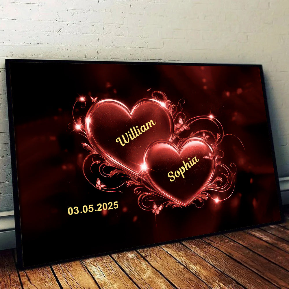 Romantic Couple Heart - Personalized Canvas - Gift For Her/Him, Husband/Wife, Couples on Anniversary, Valentine's Day