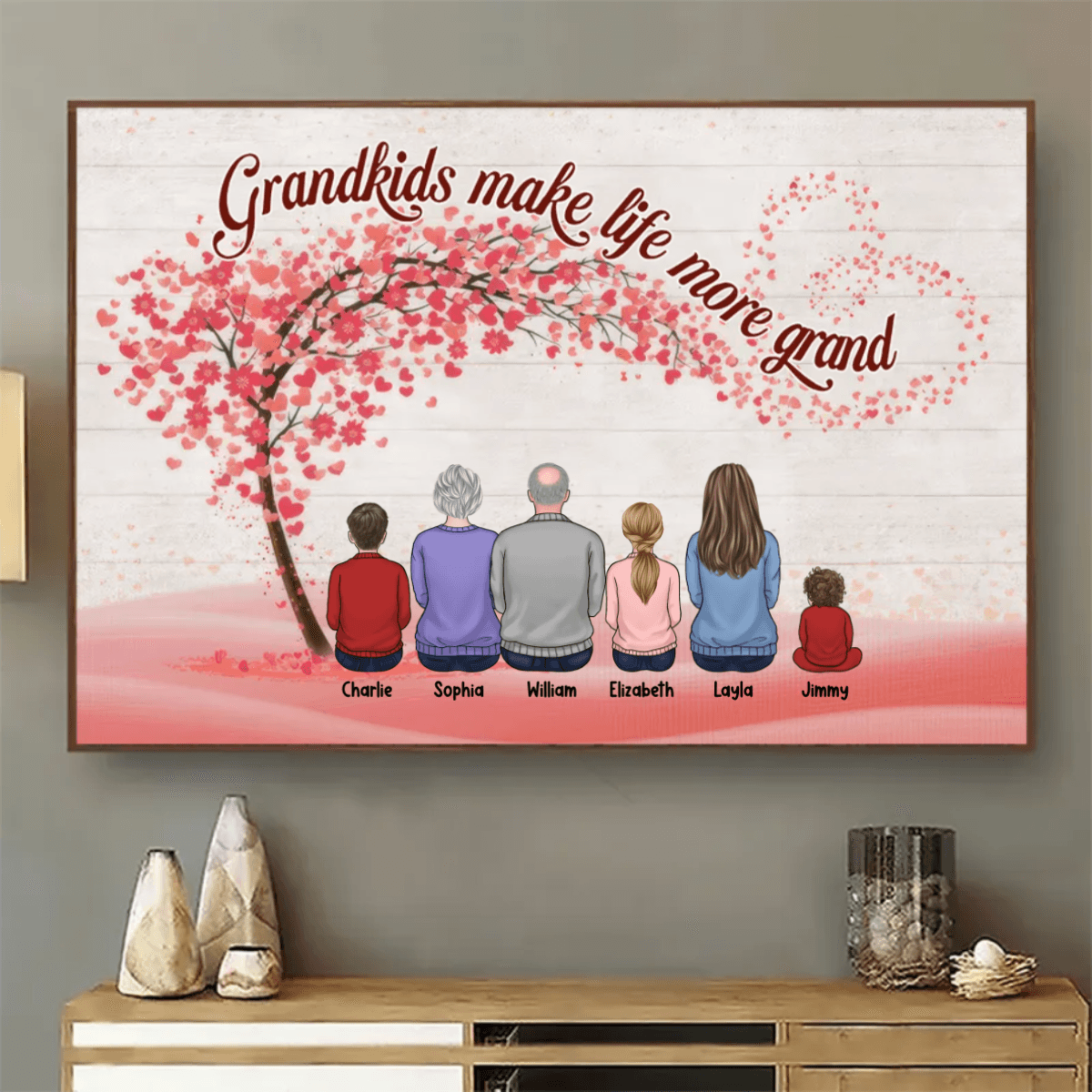 Grandparents & Grandkids Forever Linked Together - Personalized Family Gift For Grandma, Grandpa, Grandparent | Canvas