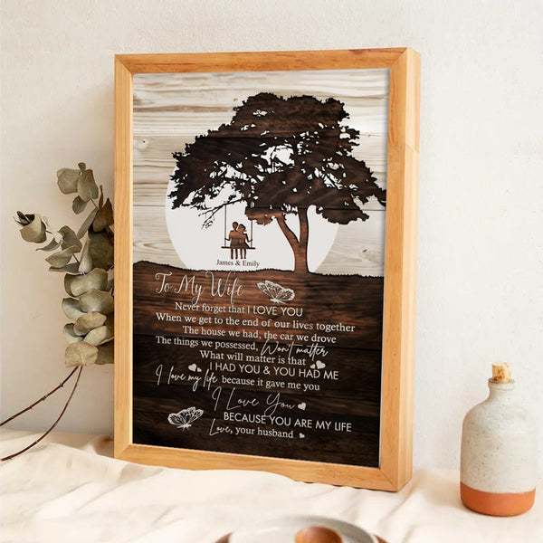 To My Wife Never Forget That I Love You Couple - Personalized Canvas Print - Gift For Her, Wife, Girlfriend on Anniversary, Valentine's Day