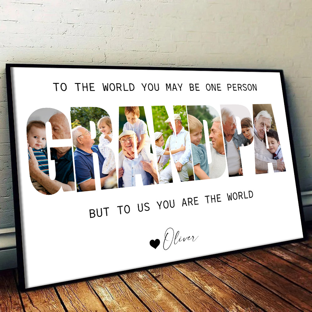 Custom Photo Grandpa Photo Collage - Personalized Canvas - Father's Day Gift For Grandpa