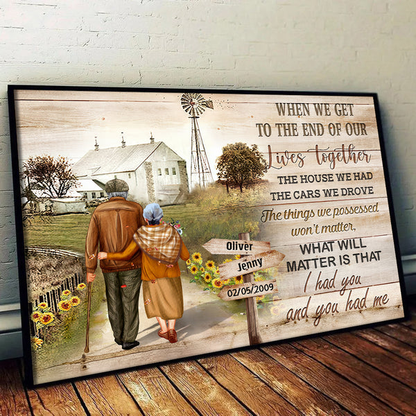When We Get To The End Of Our Lives Together - Personalized Canvas Print - Gift For Grandparent, Couple, Valentine, Anniversary, Husband, Wife, Her/Him