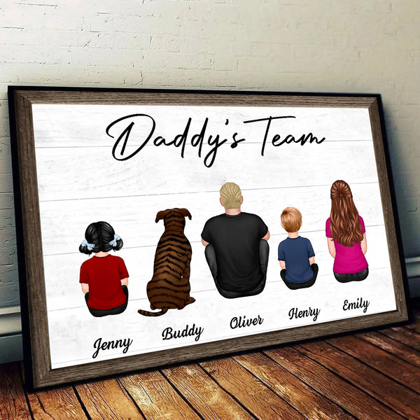 Daddy‘s Team Family Sitting - Personalized Canvas - Father's Day Gift, Birthday Gift For Dad, Daddy