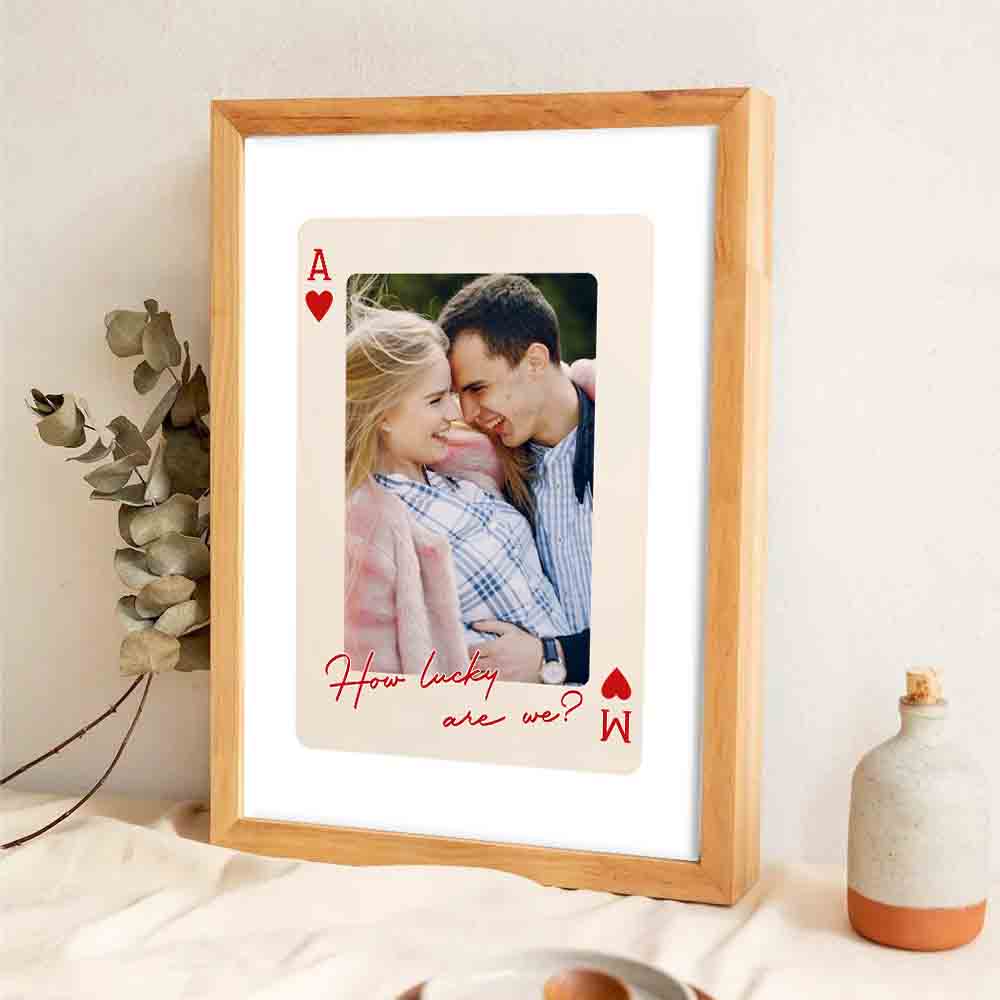Custom Photo Couple King And Queen How Luck We Are - Personalized Canvas Prints - Gift For Her/Him, Wife/Husband, Girlfriend/Boyfriend on Anniversary, Valentine's Day