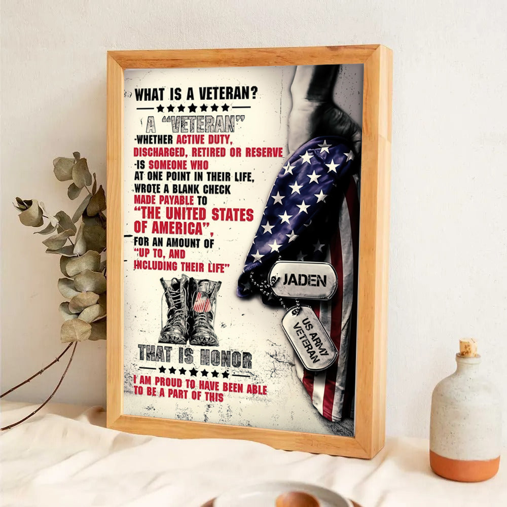 Personalized Name Proud Veteran - Personalized Canvas Print - Gift For Military Veteran Dad Grandpa Veteran