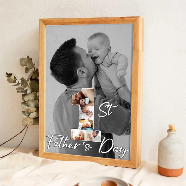 Custom Photo 1st Father's Day - Personalized Canvas - New Dad Gift From Wife, First Father's Day