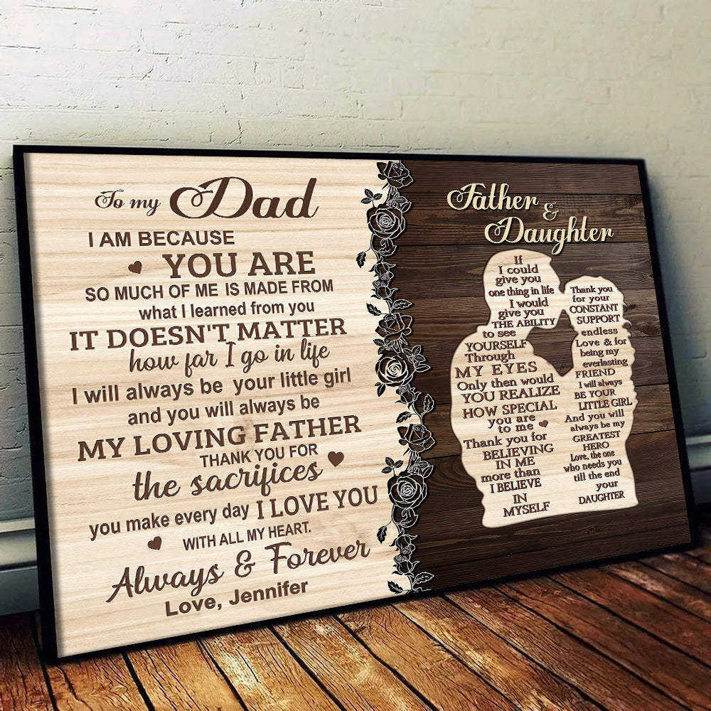 To My Dad From Daughter - Personalized Canvas - Father's Day Gift, Birthday Gift For Dad, Daddy