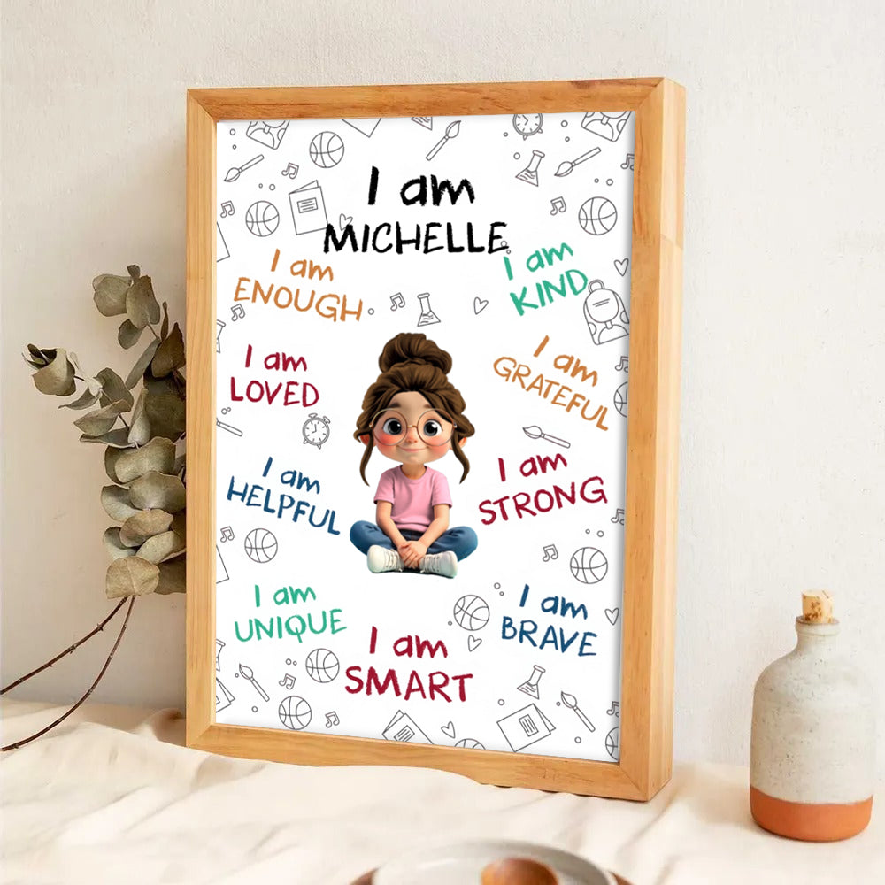 I Am Enough, Loved, Helpful, Unique, Smart - Personalized Canvas Prints - Gift For Daughter, Granddaughter