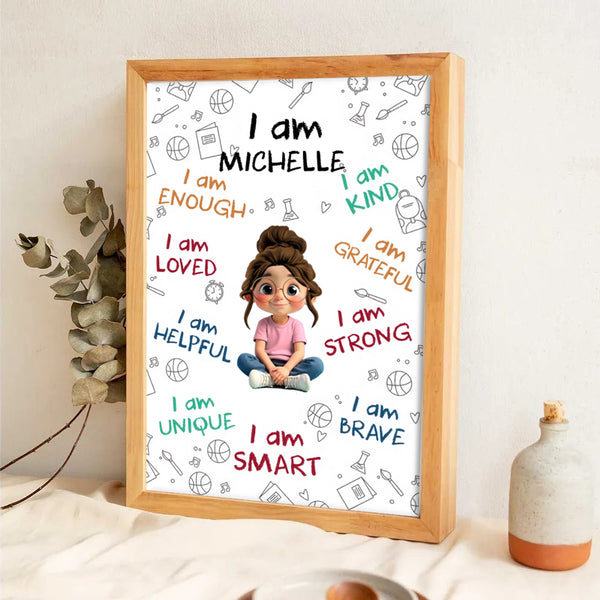 I Am Enough, Loved, Helpful, Unique, Smart - Personalized Canvas Prints - Gift For Daughter, Granddaughter