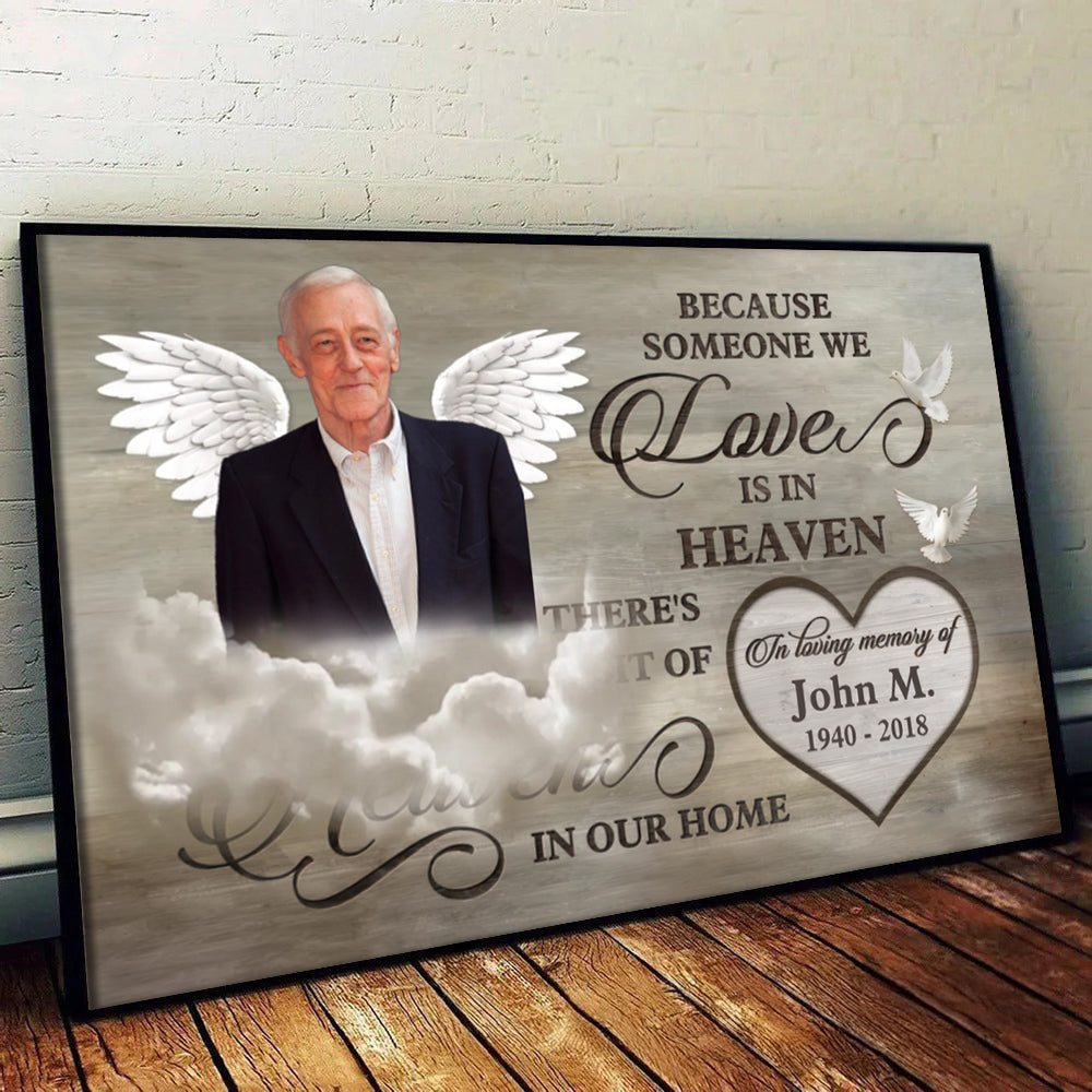 Custom Photo Love Is In Heaven - Memorial Gift - Personalized Canvas For Family Members, Loss of Mom, Dad
