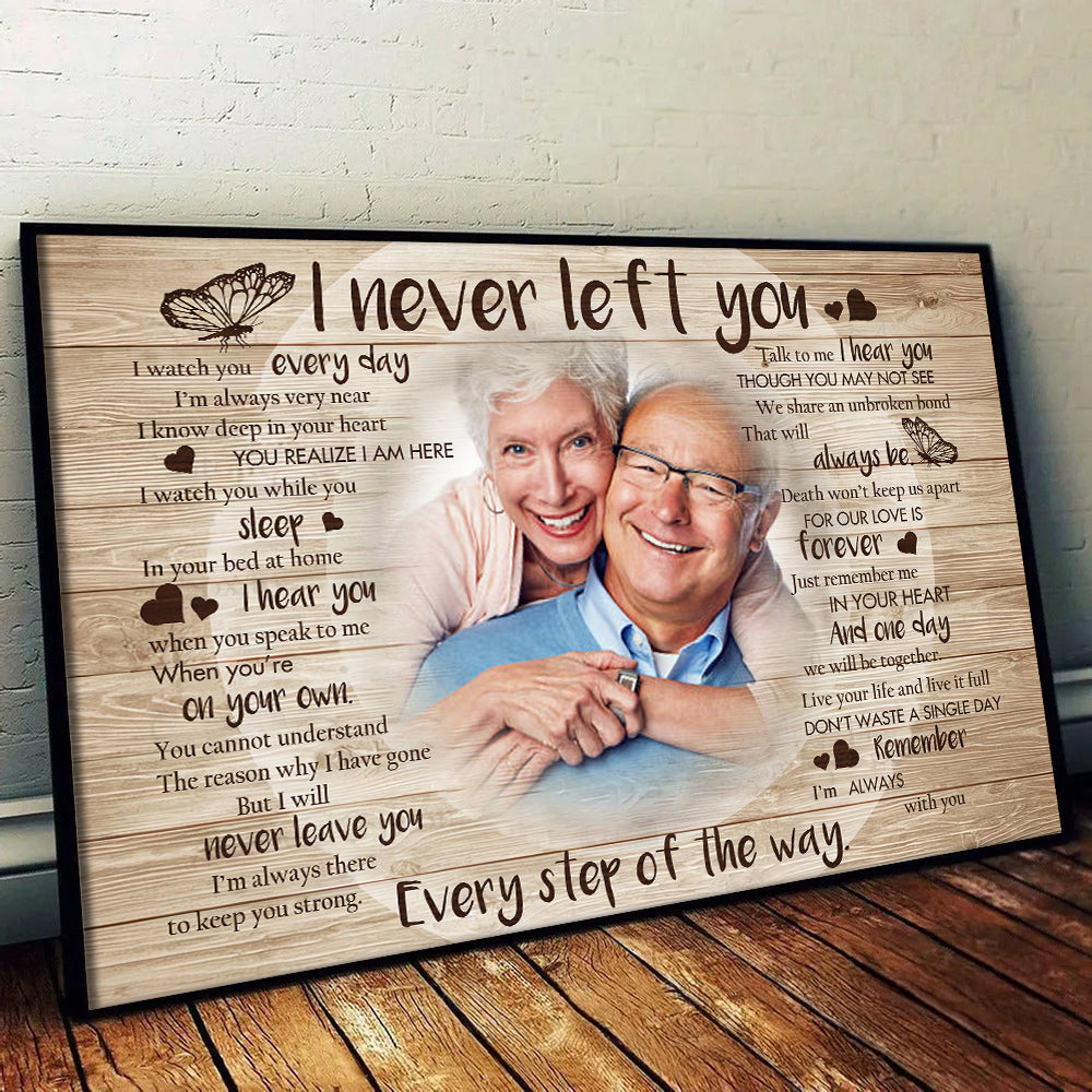 Custom Photo Never Left You - Personalized Canvas - Memorial Gift For Family Members, Loss of Mom, Dad