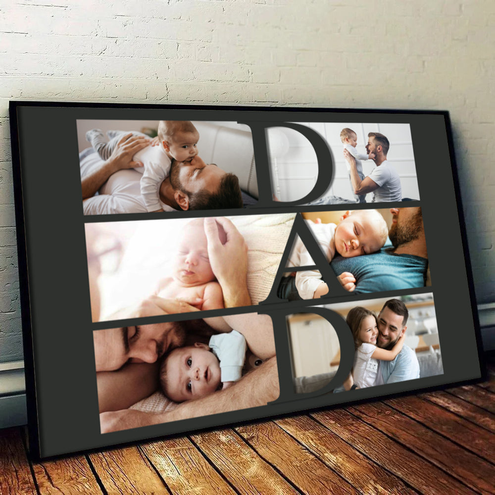 Custom Photo Dad Collage - Personalized Canvas - Father's Day Gift, Birthday Gift For Dad, Daddy