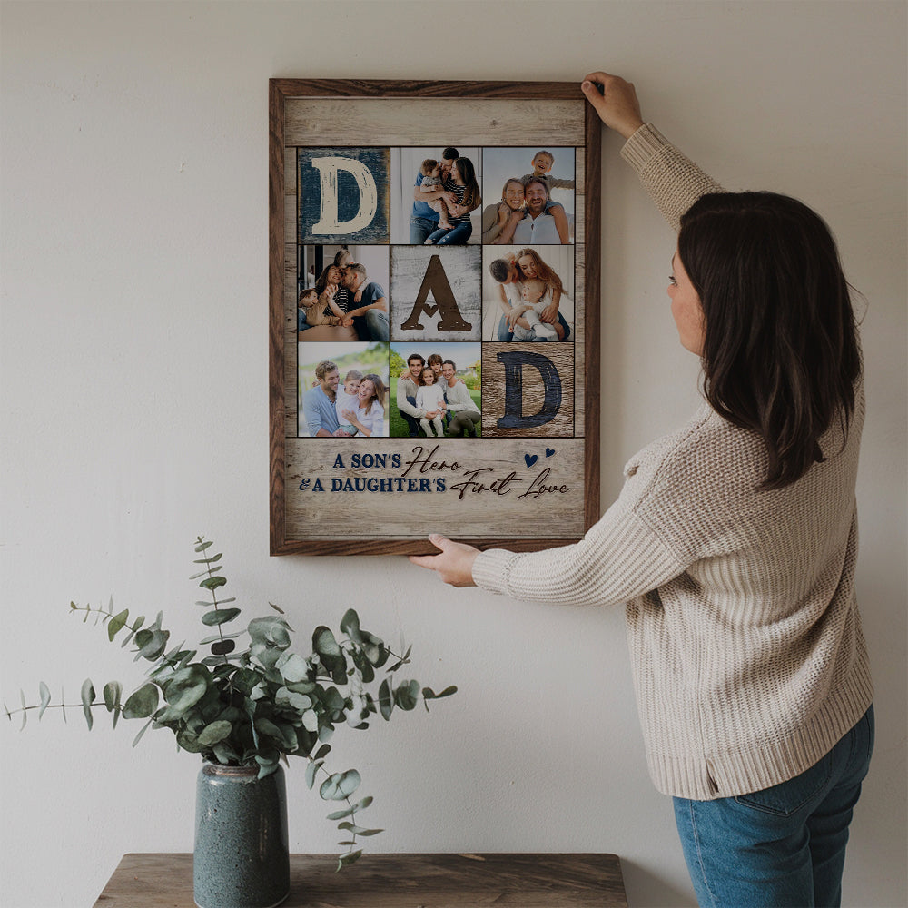 Custom Photo Collage You Are The World - Personalized Canvas - Gift For Dad, Father's Day