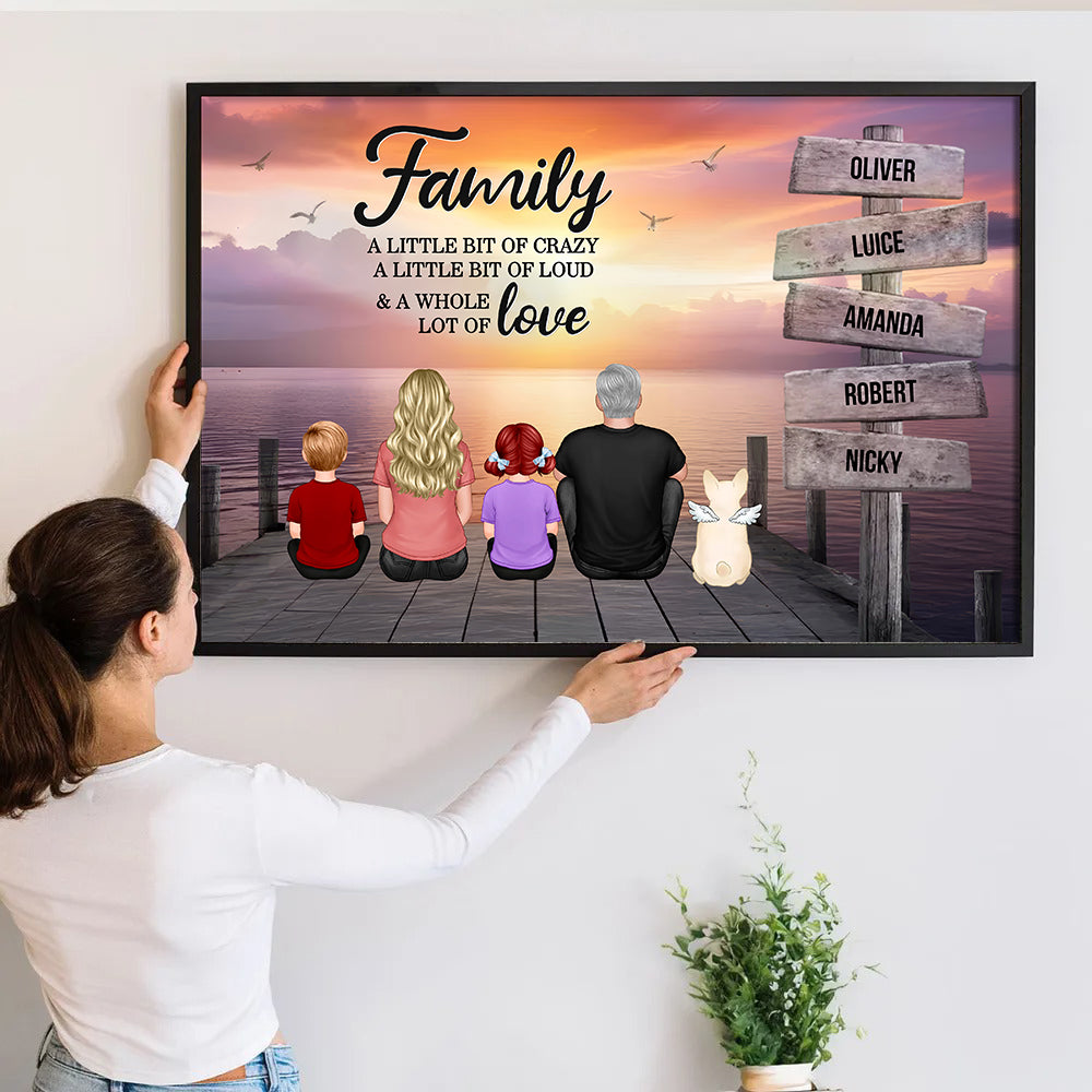 Retro Vintage Family A Little Whole Lot of Love Sign Posts - Personalized Canvas - Gift For Family Members, Mom and Dad