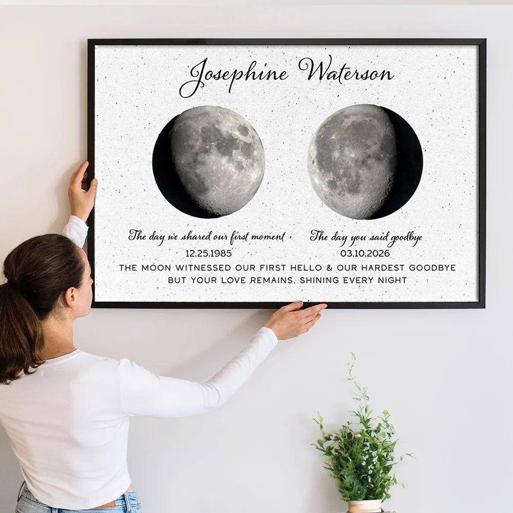 The Moon Witnessed Our First Hello And Our Hardest Goodbye Memorial - Personalized Canvas Prints - Memorial, Sympathy Gift For Family Members