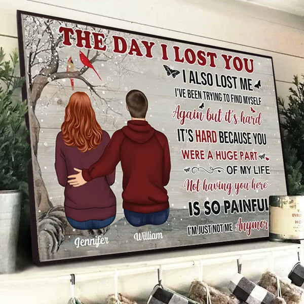 The Day I Lost You - Personalized Memorial Sympathy - Canvas Gift for Family Members, Grandma, Grandpa, Dad, Mom