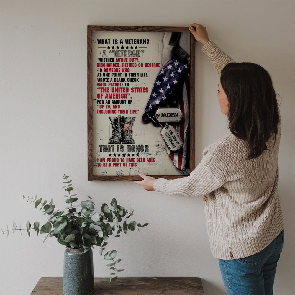 Personalized Name Proud Veteran - Personalized Canvas Print - Gift For Military Veteran Dad Grandpa Veteran