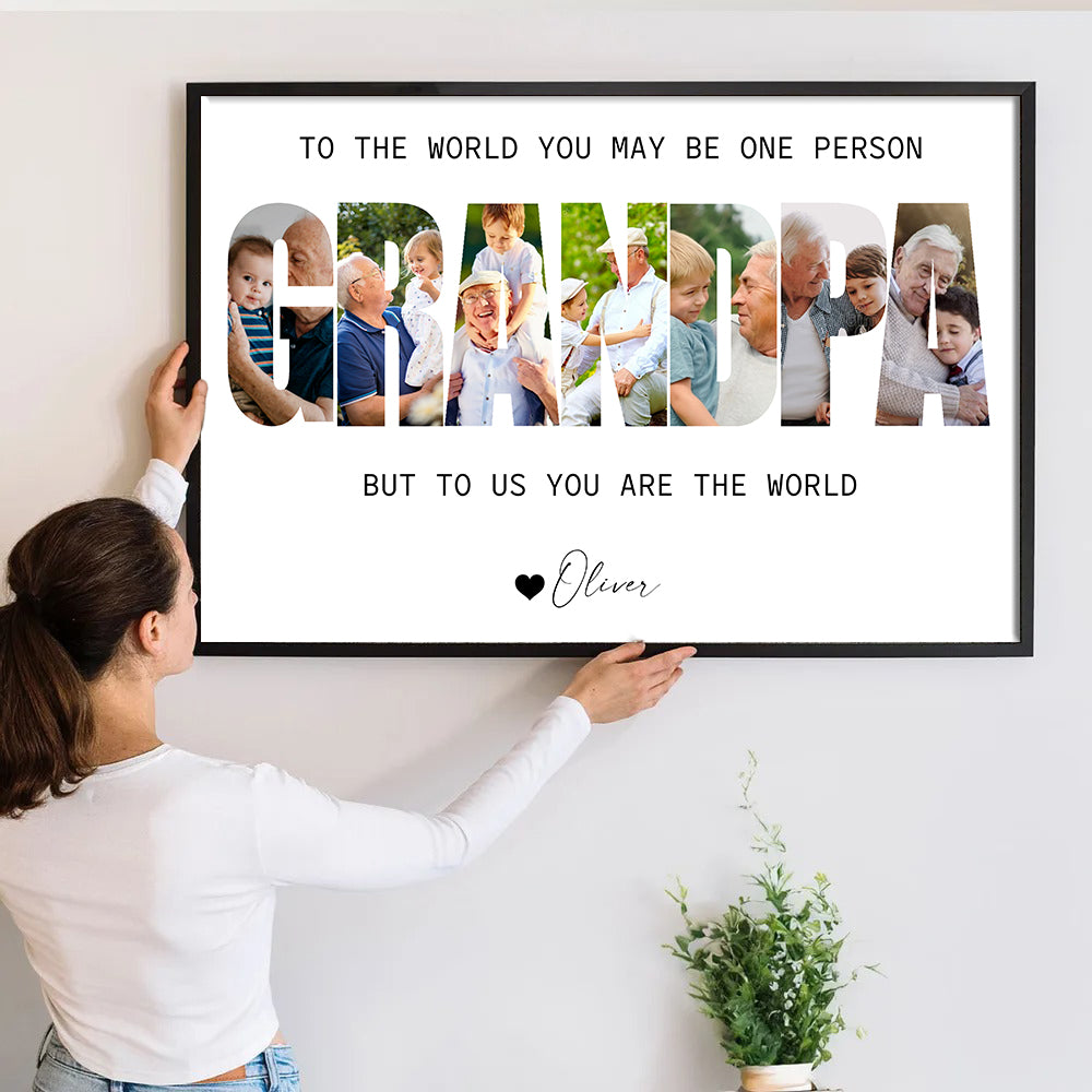 Custom Photo Grandpa Photo Collage - Personalized Canvas - Father's Day Gift For Grandpa