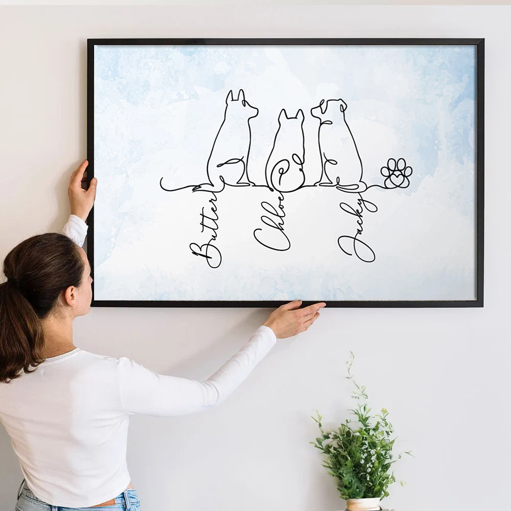 Adorable Dog Line Art - Personalized Canvas Prints - Gift For Dog Lovers, Dog Mom, Dog Dad
