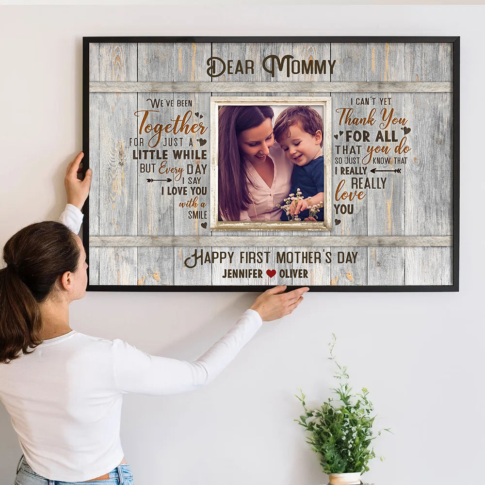 Happy First Time Mother’s Day - Personalized Canvas - Gift For Mom, Wife, Mother's Day