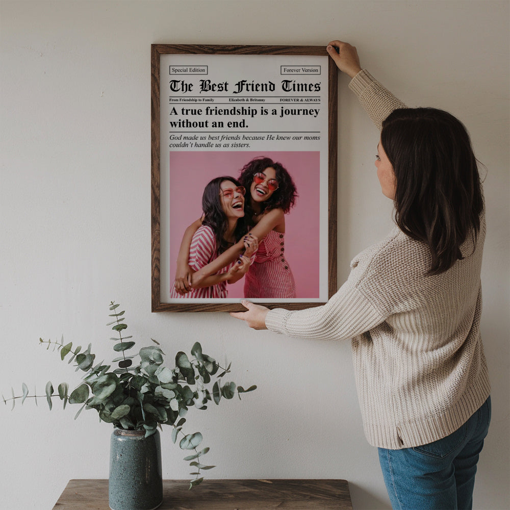 Custom Photo Newspaper The BFF Times - Personalized Canvas Prints - Gift For Her, Besties, Friends, Sister