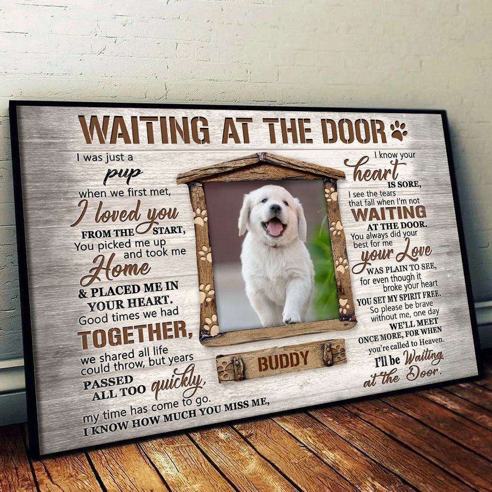 Custom Photo Waiting At The Door - Personalized Canvas - Memorial Gift For Dog Lovers, Cat Lovers, Pet Lovers