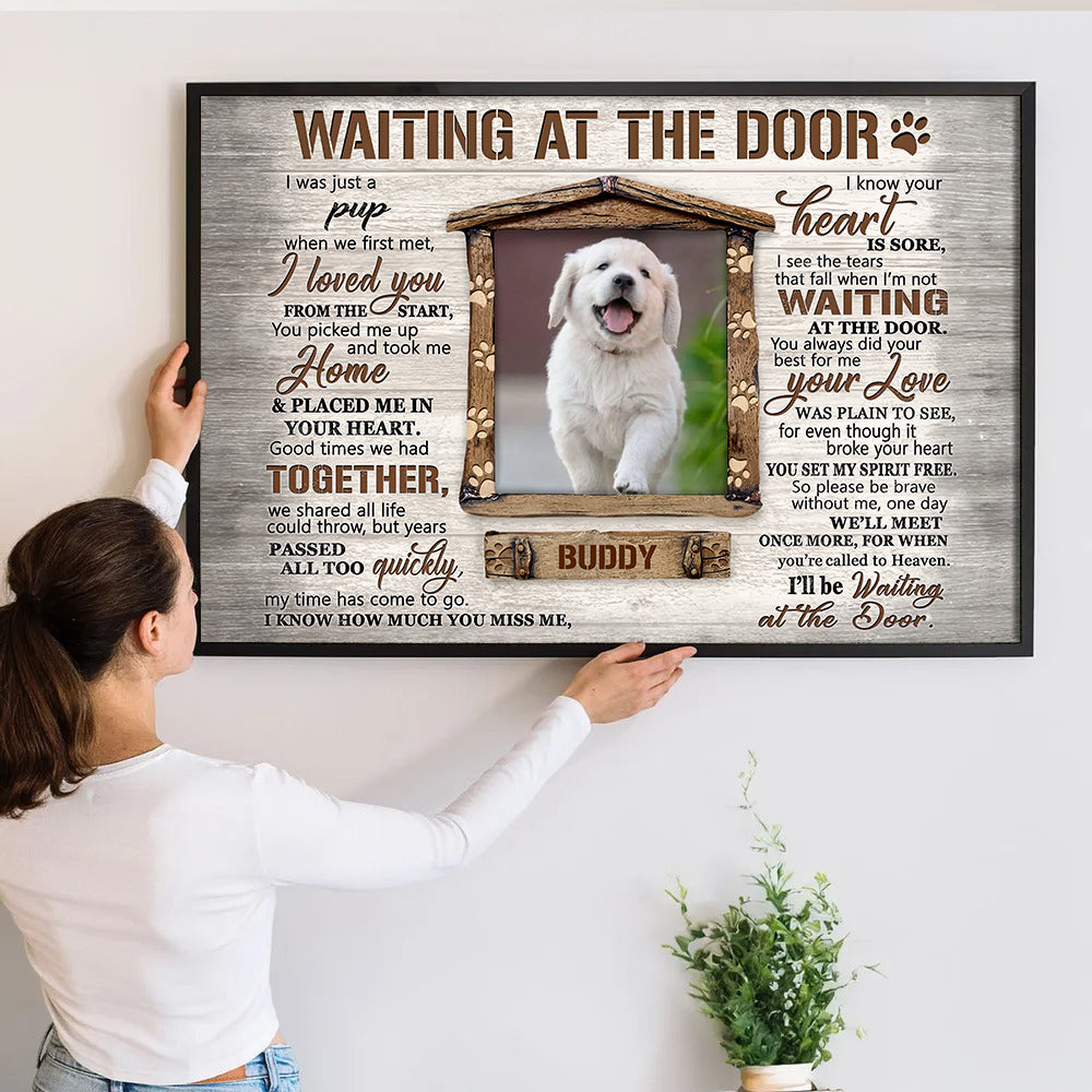 Custom Photo Waiting At The Door - Personalized Canvas - Memorial Gift For Dog Lovers, Cat Lovers, Pet Lovers