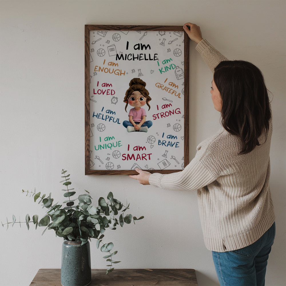I Am Enough, Loved, Helpful, Unique, Smart - Personalized Canvas Prints - Gift For Daughter, Granddaughter